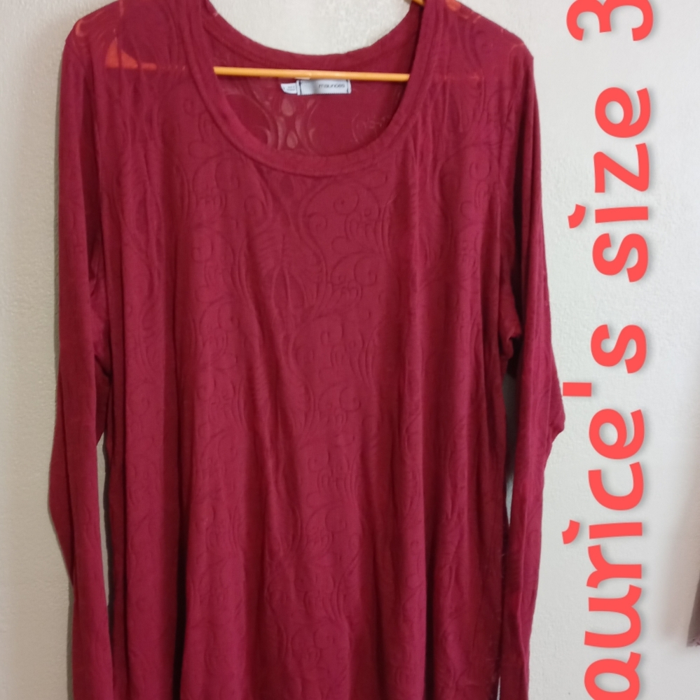 Maurice's plus size burgundy long sleeve top
